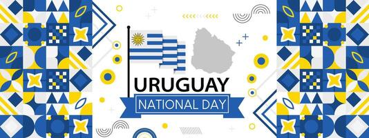 Uruguay national day banner Creative design, independence day celebration background images, geometric Uruguayan celibration background vector