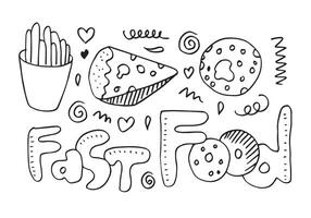 Fast Food Doodle. Icons Hand Drawn.Hand drawing styles Fast food menu.Restaurant Menu. vector