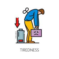 Anemia disease tiredness symptom color line icon vector