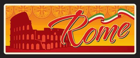 Italian Rome city travel sticker and plate vector