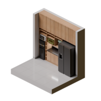 Isometric Kitchen 3d render design elemet png