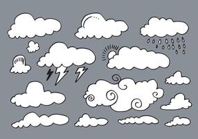 Hand drawn weather collection. Flat style on gray background. vector