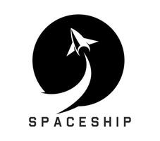 Spaceship icon of space ship, rocket and shuttle vector