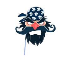 Pirate carnival and photo booth mask, corsair face vector