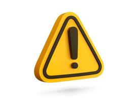 3d alert sign, caution icon, attention message vector