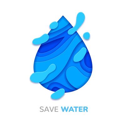 Blue water drop paper cut banner, environment, eco