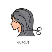 Hair care and treatment thin line color icon vector