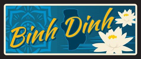 Binh Dinh province, vintage travel plate vector