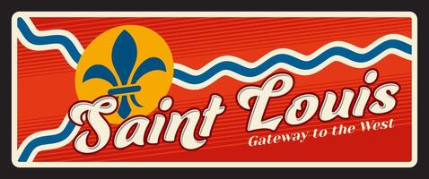 Saint Louis american city retro travel plate sign vector