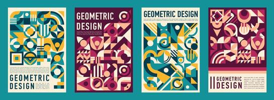 Business posters with modern geometric pattern vector
