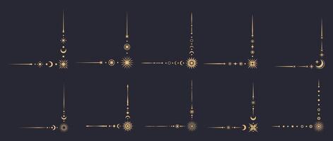 magia celestial frontera esquinas, elegante conjunto vector