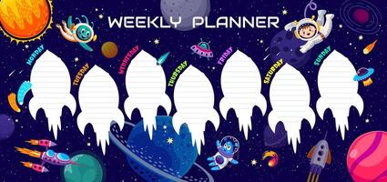 galaxia espacio semanal educación calendario calendario vector