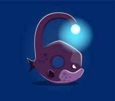 Underwater sea animal font number 6 Six anglerfish vector