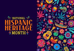 Hispanic heritage month banner with flowers vector