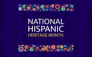 Flower borders on hispanic heritage month banner vector