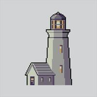 píxel Arte ilustración faro. pixelado faro. faro edificio pixelado para el píxel Arte juego y icono para sitio web y juego. antiguo colegio retro vector