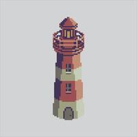 Pixel art illustration Lighthouse. Pixelated Lighthouse. Lighthouse Building pixelated for the pixel art game and icon for website and game. old school retro. vector