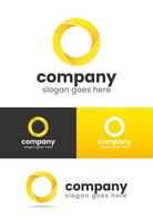 Yellow Circle O Logo Design 3D vector