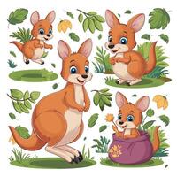 flat Illustration Of Cartoon Kangaroo white background vector