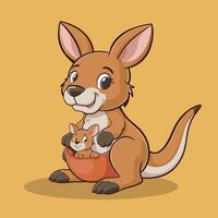 flat Illustration Of Cartoon Kangaroo white background vector