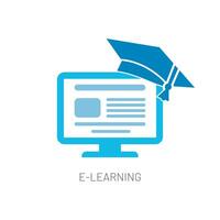 e-learning en línea estudiar icono aislado vector