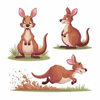 flat Illustration Of Cartoon Kangaroo white background vector
