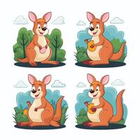 flat Illustration Of Cartoon Kangaroo white background vector