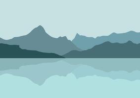 Mountains in lakes. Illustration in flat style. vector