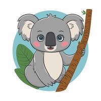 conjunto de linda gris coala oso en diferente poses comiendo dormido hojas dibujos animados animal diseño plano ilustración aislado en blanco antecedentes vector