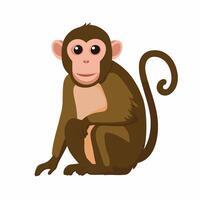 Sitting, jumping, running, hanging, walking, standing fun monkey silhouette. Isolated illustration. vector