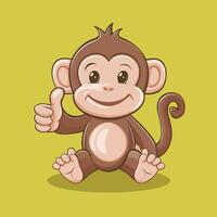 Sitting, jumping, running, hanging, walking, standing fun monkey silhouette. Isolated illustration. vector