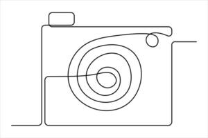 continuous single line drawing Line art of retro photo camera icon illustration vector