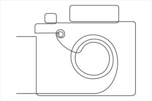 continuous single line drawing Line art of retro photo camera icon illustration vector