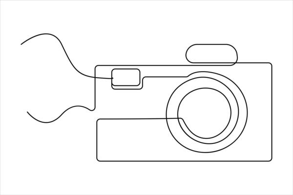 continuous single line drawing Line art of retro photo camera icon illustration