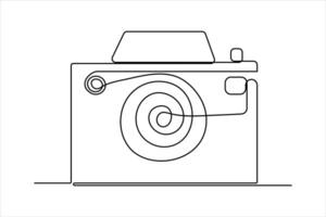continuous single line drawing Line art of retro photo camera icon illustration vector
