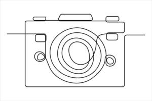 continuous single line drawing Line art of retro photo camera icon illustration vector