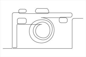 continuous single line drawing Line art of retro photo camera icon illustration vector