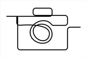 continuous single line drawing Line art of retro photo camera icon illustration vector