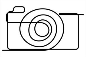 continuous single line drawing Line art of retro photo camera icon illustration vector