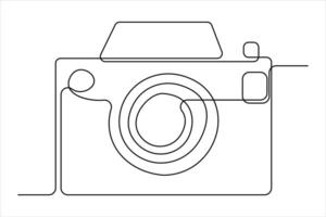 continuous single line drawing Line art of retro photo camera icon illustration vector