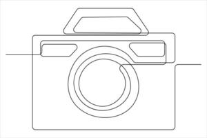 continuous single line drawing Line art of retro photo camera icon illustration vector