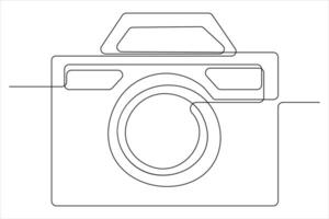 continuous single line drawing Line art of retro photo camera icon illustration vector