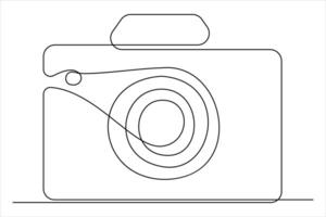 continuous single line drawing Line art of retro photo camera icon illustration vector