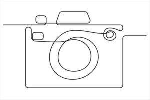 continuous single line drawing Line art of retro photo camera icon illustration vector