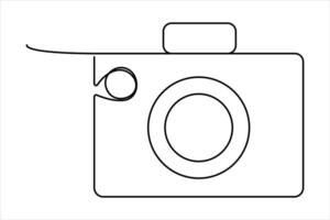 continuous single line drawing Line art of retro photo camera icon illustration vector