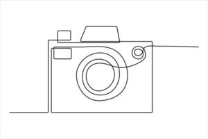 continuous single line drawing Line art of retro photo camera icon illustration vector