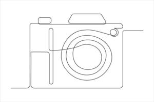 continuous single line drawing Line art of retro photo camera icon illustration vector