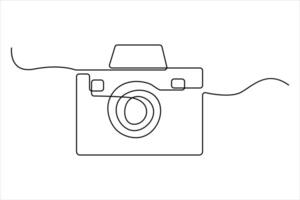 continuous single line drawing Line art of retro photo camera icon illustration vector