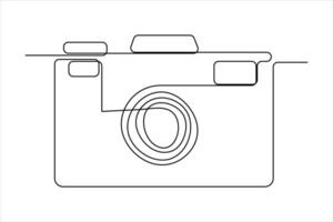 continuous single line drawing Line art of retro photo camera icon illustration vector