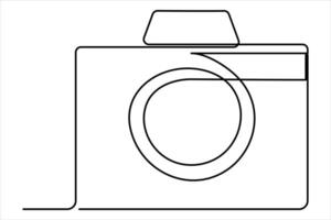 continuous single line drawing Line art of retro photo camera icon illustration vector